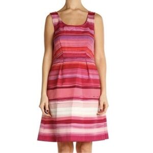 LOFT Pink Red Sleeveless A-Line Midi Dress Size 6 Petite